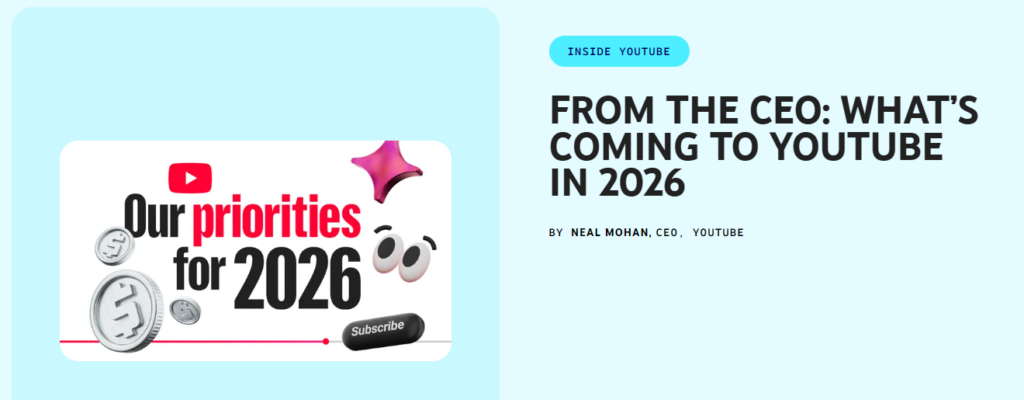 YouTube doubles down on creators, tighter controls in 2026 plan