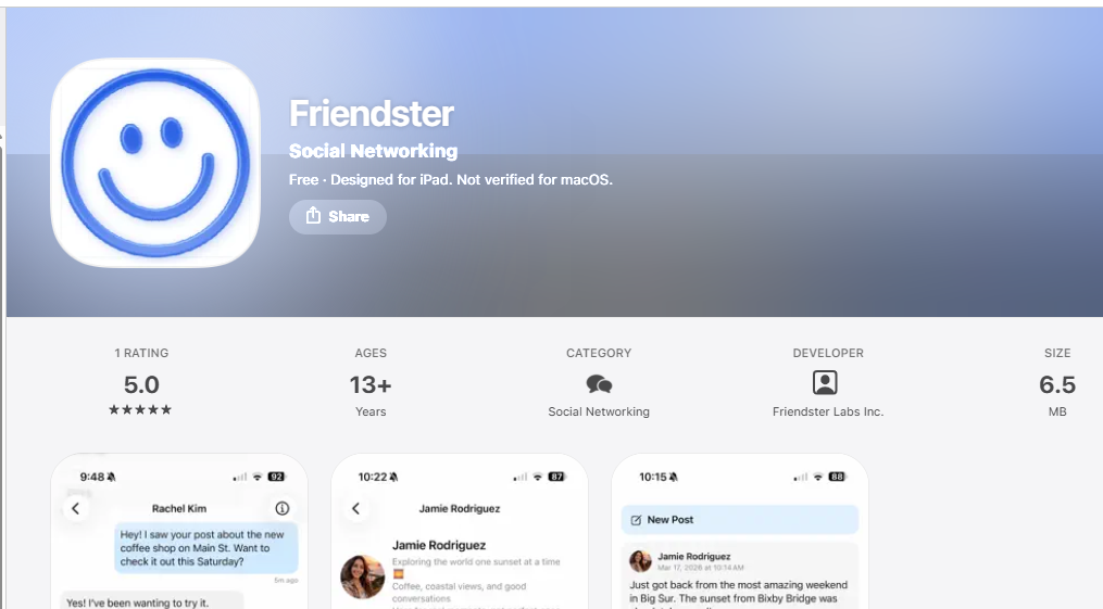 A throwback to simpler feeds as Friendster returns, ad-free